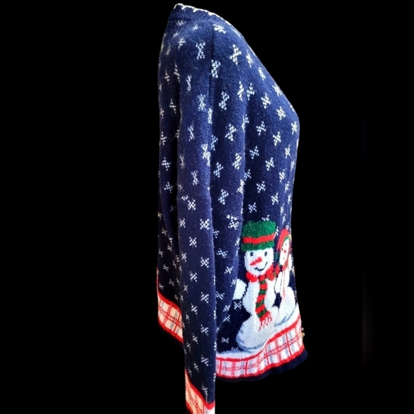 Private Eyes Vintage Snowmen Cardigan Large Large Christmas - Picture 9 of 11